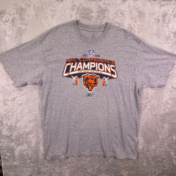 Reebok Mens T-Shirt Large Gray 2006 NFC Conference Champions Chicago Bears NFL - Picture 5 of 8